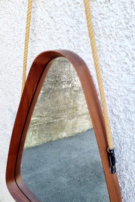 Modern Triangular Teak Mirror by Franco Campo and Carlo Graffi, Italy, 1950s-PUG-1453065