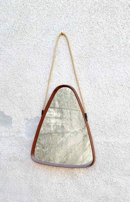 Modern Triangular Teak Mirror by Franco Campo and Carlo Graffi, Italy, 1950s-PUG-1453065