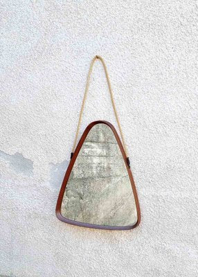 Modern Triangular Teak Mirror by Franco Campo and Carlo Graffi, Italy, 1950s-PUG-1453065