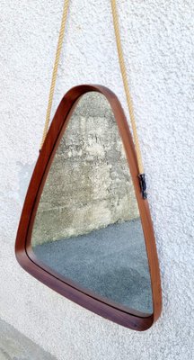 Modern Triangular Teak Mirror by Franco Campo and Carlo Graffi, Italy, 1950s-PUG-1453065