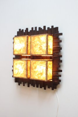 Modern Tropical Wall Lamp in Wood and Fabric, 1970s.-PLT-1251272