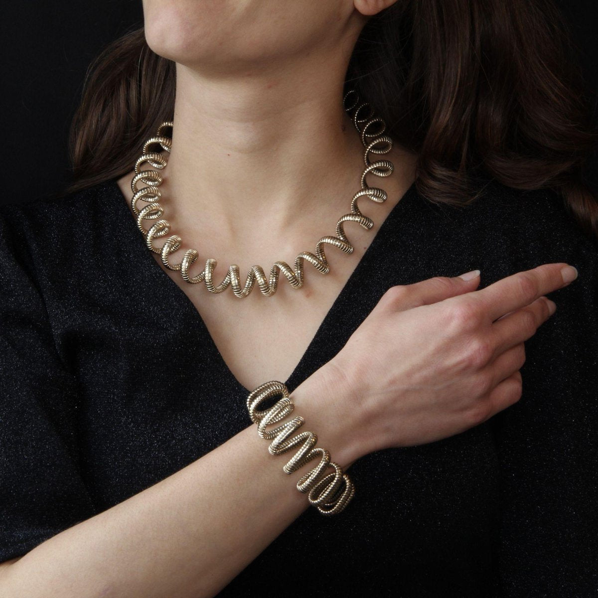 Modern Vermeil Spiral Tubogas Necklace