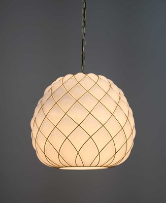 Modern White & Brass Pendant Lamp from Fontana Arte, 1990-FER-1440882