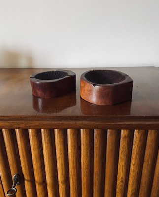 Modern Wood Ashtrays, France, 1970s, Set of 2-TXN-1820121