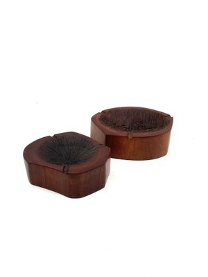 Modern Wood Ashtrays, France, 1970s, Set of 2-TXN-1820121