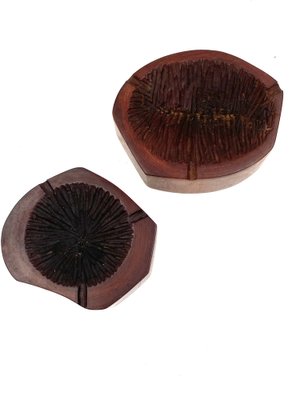 Modern Wood Ashtrays, France, 1970s, Set of 2-TXN-1820121