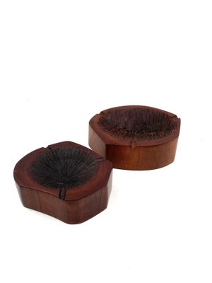 Modern Wood Ashtrays, France, 1970s, Set of 2-TXN-1820121