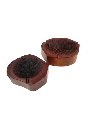 Modern Wood Ashtrays, France, 1970s, Set of 2-TXN-1820121