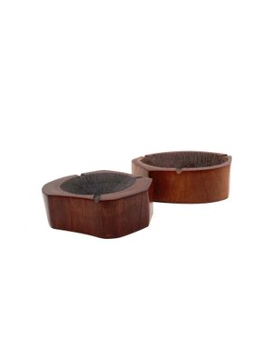 Modern Wood Ashtrays, France, 1970s, Set of 2-TXN-1820121