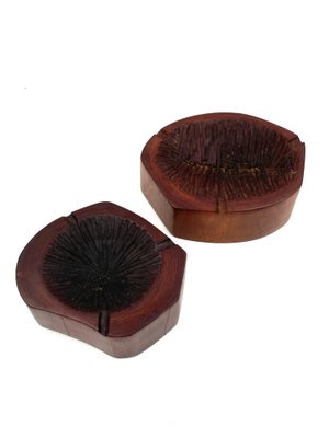 Modern Wood Ashtrays, France, 1970s, Set of 2-TXN-1820121