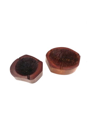 Modern Wood Ashtrays, France, 1970s, Set of 2-TXN-1820121