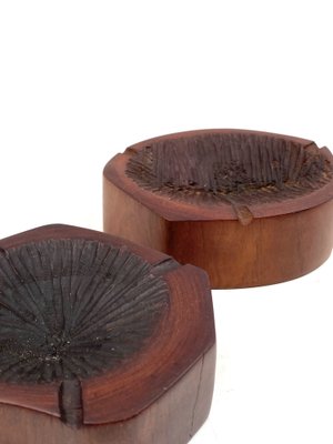 Modern Wood Ashtrays, France, 1970s, Set of 2-TXN-1820121