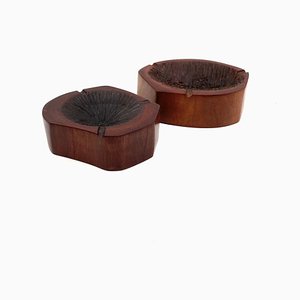 Modern Wood Ashtrays, France, 1970s, Set of 2-TXN-1820121