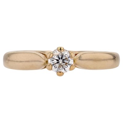 Modern18 Karat Yellow Gold Solitaire Ring with Diamond-OLU-1804874