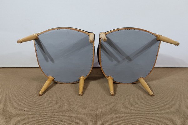 Modernism Solid Sycamore Armchairs, 1940s, Set of 2-RVK-1313009