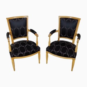 Modernism Solid Sycamore Armchairs, 1940s, Set of 2-RVK-1313009