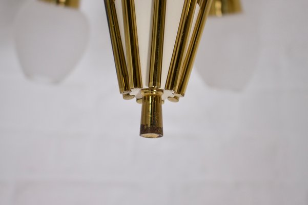 Modernist 9 Arm Light Light in Solid Brass from Vereinigte Werkstätten München, 1950s-OWS-1706930