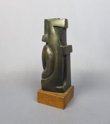 Modernist Abstract Brass Figure on Wooden Base by Nadia Rognoni, 1970s-PWG-2041305