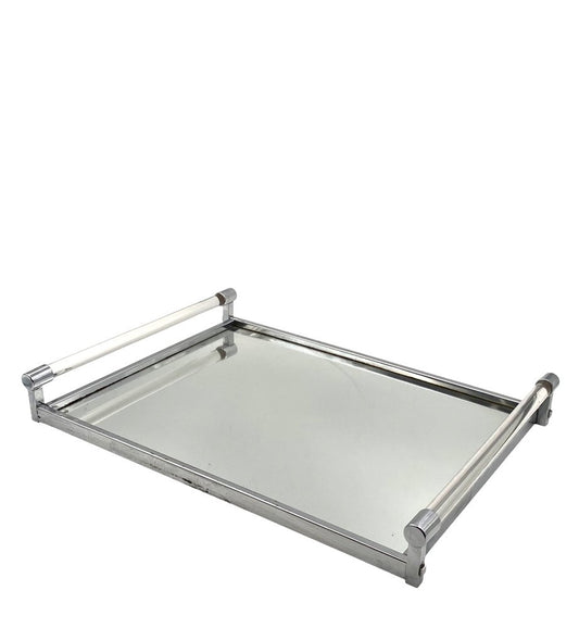 Modernist Acrylic glass Mirrored Tray attributed to Jacques Adnet, France, 1940s