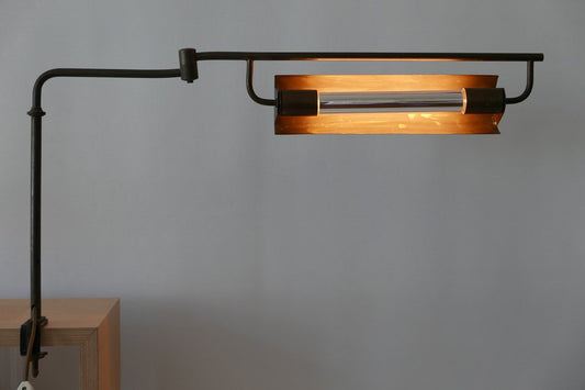 Modernist Bauhaus Articulated Brass Clamp Table Lamp, Germany, 1930s