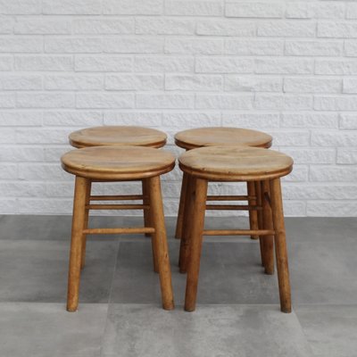 Modernist Birch Stools, Sweden, 1930s, Set of 4-LIV-1787997