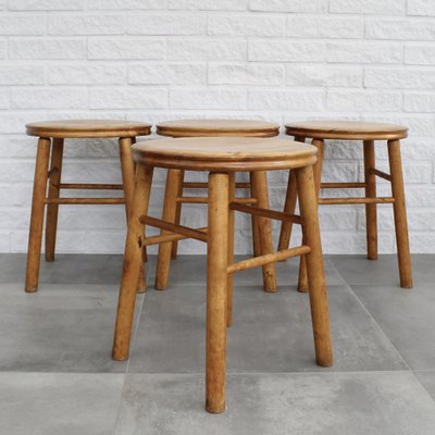 Modernist Birch Stools, Sweden, 1930s, Set of 4-LIV-1787997