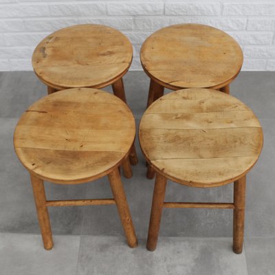 Modernist Birch Stools, Sweden, 1930s, Set of 4-LIV-1787997