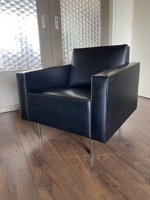 Modernist Black and Chrome Lounge Chair, 1950s-DE-746075