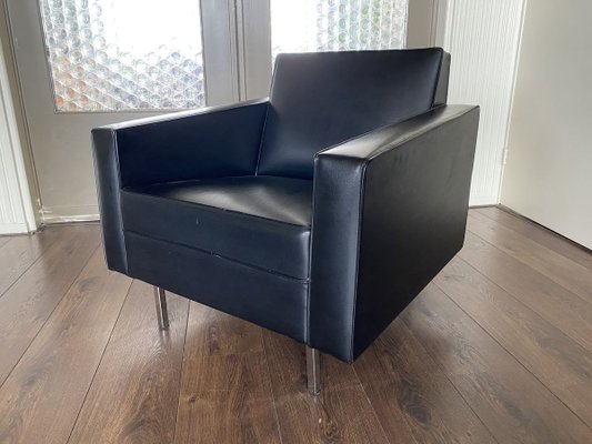 Modernist Black and Chrome Lounge Chair, 1950s-DE-746075