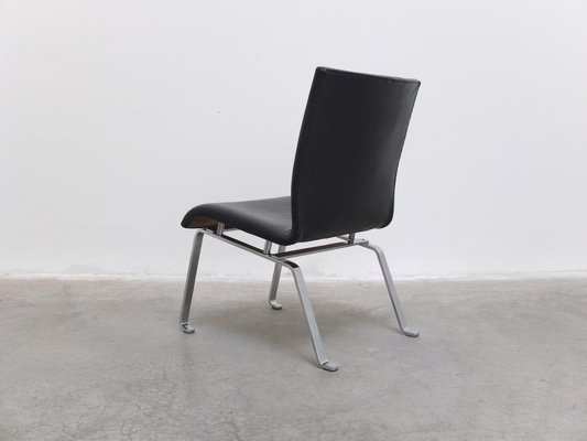 Modernist Black Leather & Steel Lounge Chair, 1960s-MHV-1745341