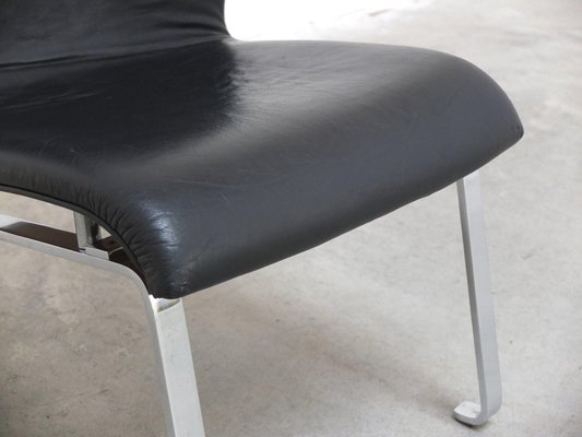 Modernist Black Leather & Steel Lounge Chair, 1960s-MHV-1745341