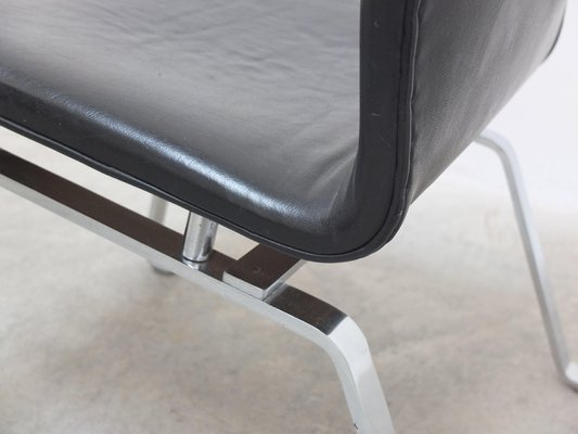 Modernist Black Leather & Steel Lounge Chair, 1960s-MHV-1745341