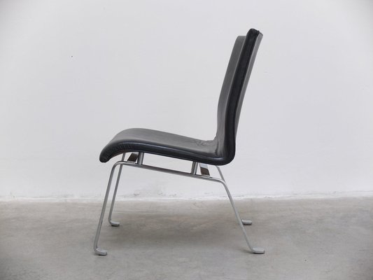 Modernist Black Leather & Steel Lounge Chair, 1960s-MHV-1745341