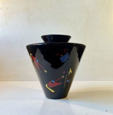 Modernist Black Porcelain Vase in the Style of Wassily Kardinsky, 1950s-LCR-1794479