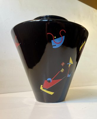 Modernist Black Porcelain Vase in the Style of Wassily Kardinsky, 1950s-LCR-1794479