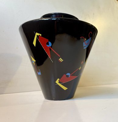 Modernist Black Porcelain Vase in the Style of Wassily Kardinsky, 1950s-LCR-1794479