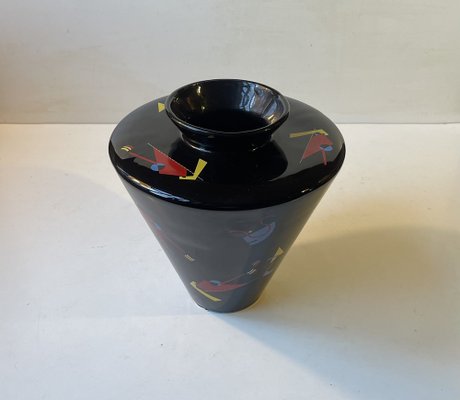 Modernist Black Porcelain Vase in the Style of Wassily Kardinsky, 1950s-LCR-1794479