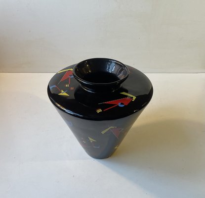 Modernist Black Porcelain Vase in the Style of Wassily Kardinsky, 1950s-LCR-1794479