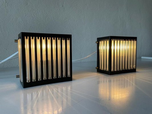 Modernist Black Square Metal and Glass Sconces from SSR, Germany, 1970s-RDS-1210085