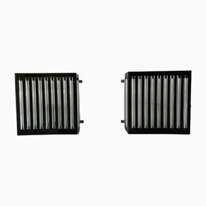 Modernist Black Square Metal and Glass Sconces from SSR, Germany, 1970s-RDS-1210085