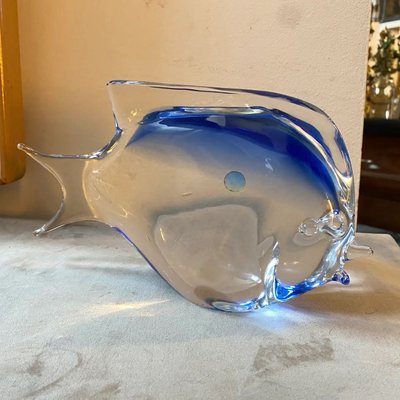 Modernist Blue Murano Glass Tropical Fish in the Style of Seguso, 1970s-NMK-1393909