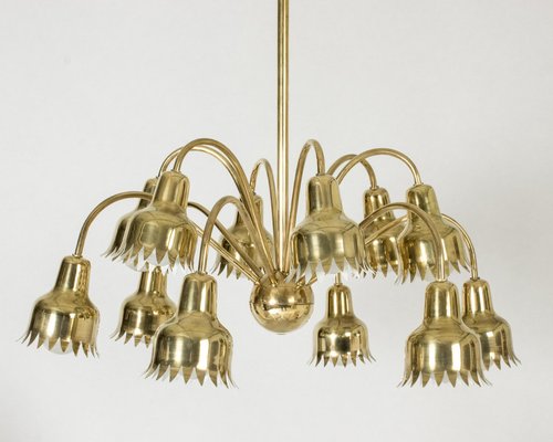 Modernist Brass Chandelier by Hans Bergström, 1940s-NL-1791949