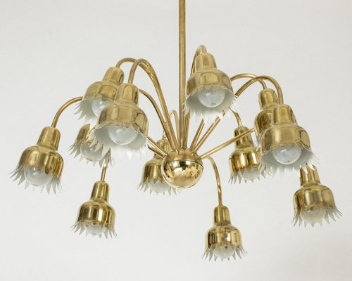 Modernist Brass Chandelier by Hans Bergström, 1940s-NL-1791949