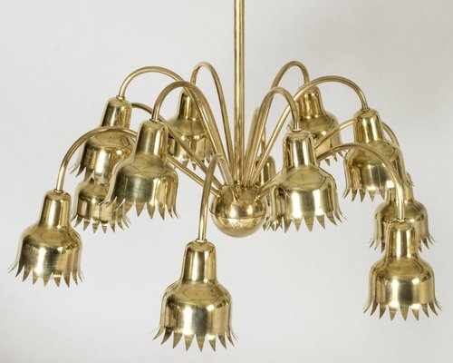 Modernist Brass Chandelier by Hans Bergström, 1940s-NL-1791949