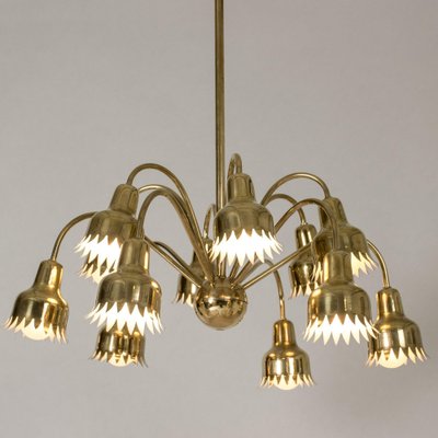 Modernist Brass Chandelier by Hans Bergström, 1940s-NL-1791949