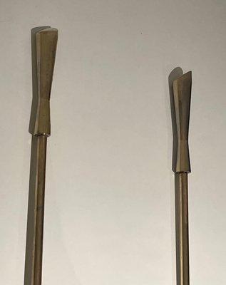 Modernist Brass Fireplace Set, 1970s, Set of 6-BA-1777332