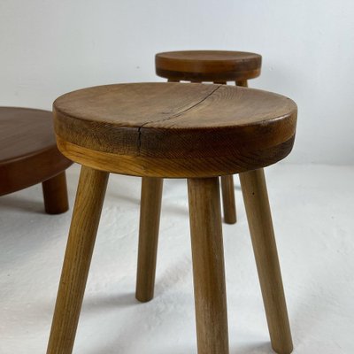 Modernist Concave Pine Stools, Set of 2-WKI-1187775