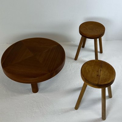 Modernist Concave Pine Stools, Set of 2-WKI-1187775