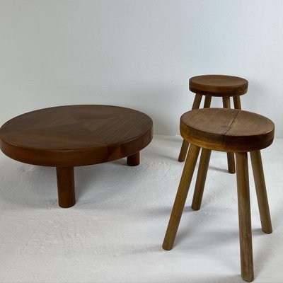 Modernist Concave Pine Stools, Set of 2-WKI-1187775