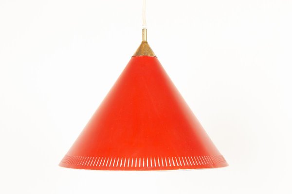 Modernist Danish Red Kegle Pendant Lamp by Bent Karlby for Lyfa, 1960s-WIX-902483